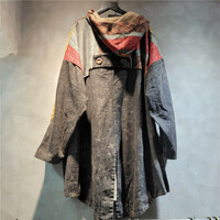 Fashionable women's loose contrasting print patchwork denim cardigan jacket - Thumbnail 3