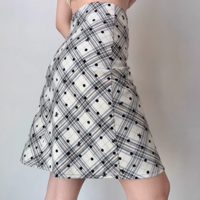 Retro plaid polka dot A-line skirt for women high waist hip skirt - Thumbnail 1
