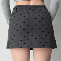 Retro flocking bow skirt women's A-line skirt - Thumbnail 1