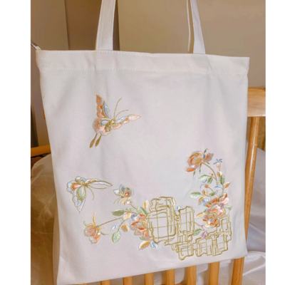 The peony pavilion embroidered original canvas bag one-shoulder national trend bag eco-friendly bag