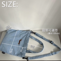 Dachshund embroidered distressed crossbody single shoulder handbag denim canvas bag - Thumbnail 9