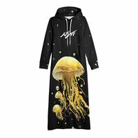 Jelly Fish Hoodie Dress Black - Thumbnail 3