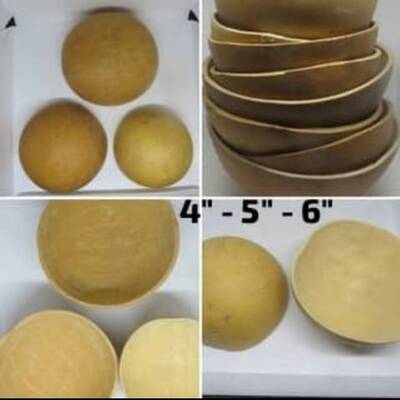 Handcrafted ghanaian calabash bowl set (4", 5", 6")