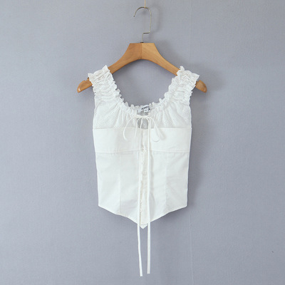 Casual drawstring bow tie single breasted top