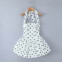 Drawstring waist polka dot halter neck tutu mini dress - Thumbnail 2