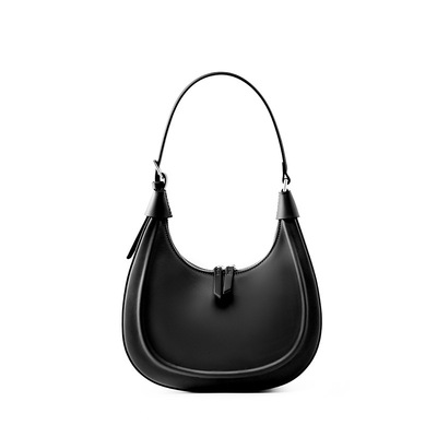 New women's genuine leather casual shoulder crossbody bag black - Thumbnail 3
