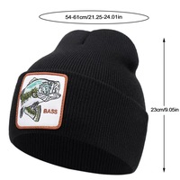 PANTHER Embroidery Beanie Hat Unisex Knit Cuffed Cap Women Men Gift White - Thumbnail 2