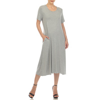 White Mark Women's Short Sleeve Swing Midi Dress - Thumbnail 7