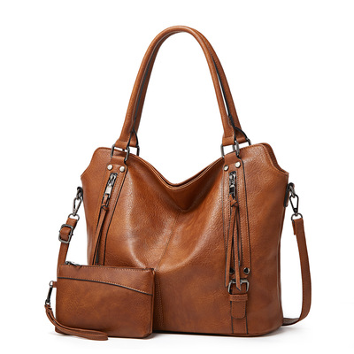 Large Capacity Women's Crossbody Handbag Two Piece Brown