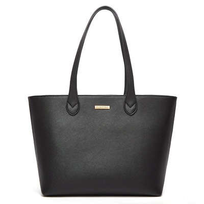 Ladies' cross pattern large capacity tote bag black - Thumbnail 3