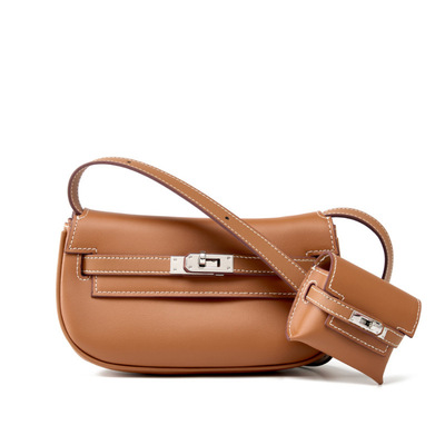 Genuine leather Moove Kelly Mini Multi Functional Saddle Women's Bag Brown