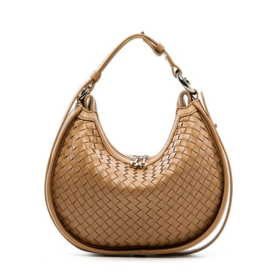 Women Genuine Leather Shoulder Bags Classic Crossbody Purses for Lady Handbag Brown