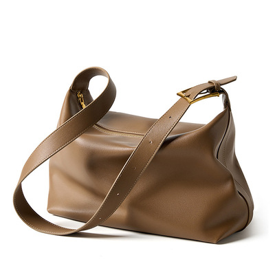 Genuine Leather Classic Crossbody Purses for Lady Handbag Brown