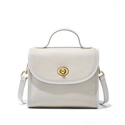 Fashion genuine leather women shoulder bag handbag lady casual tote bag white