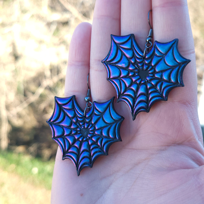 Multichrome Webbed Heart Earrings