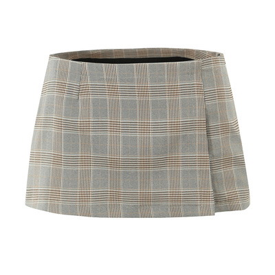 Retro style zipper small slit A-line hip-wrapped short skirt
