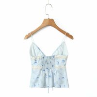 Holiday Bluebell V-neck Elastic Lace Camisole Top - Thumbnail 1