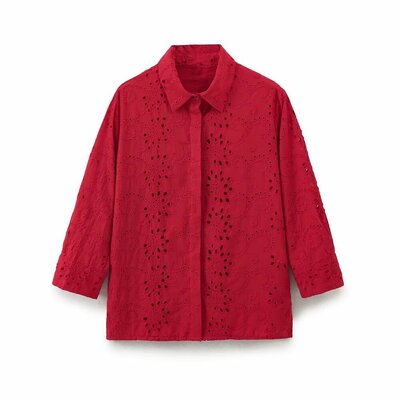 Street fashion tops embroidered poplin long sleeve shirt