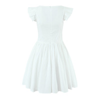 Sweet white Flying Sleeves Herringbone Embroidery Mini Dress - Thumbnail 1
