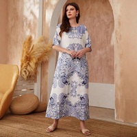 Blue casual print dress - Thumbnail 1
