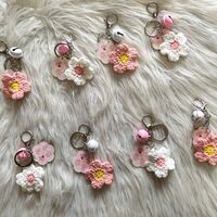 (3 WHITE+3 PINK) Flower Handmade Crocheted Knitted Hairpin - Thumbnail 1