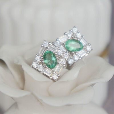 Lustrous natural zambian emerald oval 6x4mm earstuds 925 sterling silver stud earrings gemstone earstuds birthday anniversary wedding gift