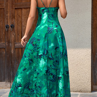 Bohemian Sexy Backless Printed Suspender Dress - Thumbnail 3