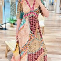 New Bohemian holiday style floral patchwork dress - Thumbnail 2