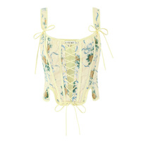 Lemon Yellow Reversible Herringbone Corset Top - Thumbnail 1