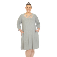 White Mark Women's Plus Criss Cross Neckline Swing Dress - Thumbnail 4