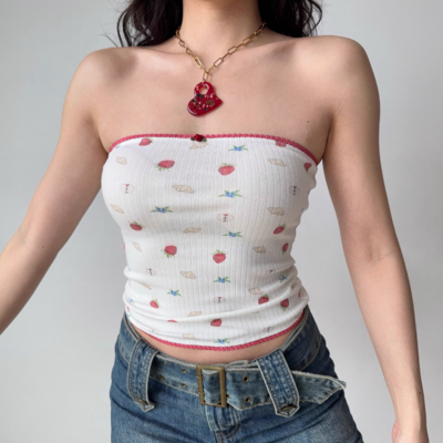 Sexy hot girl print tube top