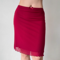 Red mesh skirt drape women's summer skirt - Thumbnail 3