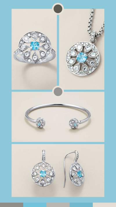 Forever Daisy Stainless Steel Aqua CZ Collection