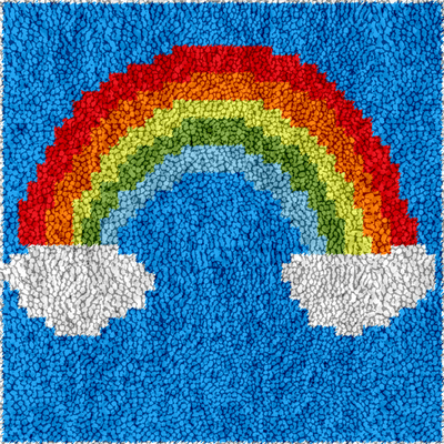 Children's rug making latch hooking kit (30x30cm) | rainbow