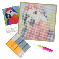 Children's Rug Making Latch Hooking Kit (30x30cm) | Parrot - Thumbnail 1
