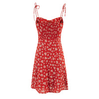 Temperament floral suspender skirt French retro small print short skirt - Thumbnail 1