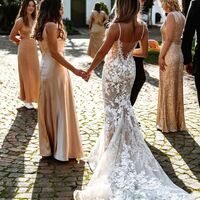 Luxurious Mermaid V Neck Lace Wedding Dresses,1948 - Thumbnail 1