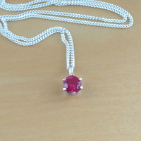 BOXED NECKLACE/Sterling Silver Ruby(Lab Created) Necklace/Ruby Pendant/Ruby Necklace/July Birthstone/Ruby Jewellery - Thumbnail 1