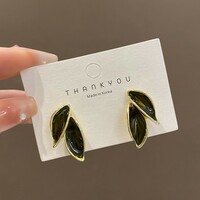 Trendy Leaf Flowers Sweet Earrings Fashion Stud Earrings for Women Jewelry gift - Thumbnail 3
