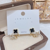 Fashion Sparkling Star Lucky Clover Stud Earrings For Women Girls - Thumbnail 4