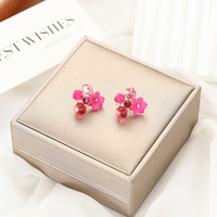 Elegant  Flower Earrings Imitation Pearl Geometric Stud Earrings For Women - Thumbnail 5