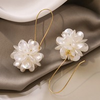 light luxury Flower ball earrings white petal geometric flower earrings for women girls jewelry gift - Thumbnail 2