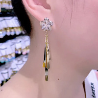 Luxury Crystal Flower Tassel Drop Earrings for Women? - Thumbnail 1