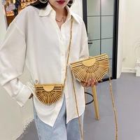 High quality Bamboo weaving Female Beach Bag  Woman Beaded Shoulder Crossbody Bags - Thumbnail 1