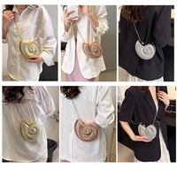 Women's Shoulder Messenger Crossbody Bag Fun Personality Metal Chain Clutch Acrylic Shell Phone Bags - Thumbnail 4