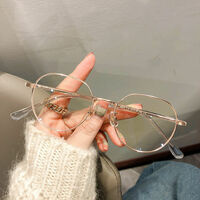  Women Men Computer Myopic Optical Eyeglasses Unisex anti Blue Light Metal Polygons Myopia Glasses - Thumbnail 1