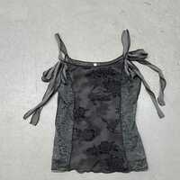 Vintage floral print sexy lace-up vest - Thumbnail 5