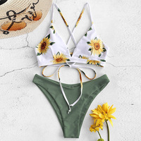  Sexy Sunflower Printed Bikini Set - Thumbnail 2