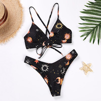  Sexy Sunflower Printed Bikini Set - Thumbnail 4