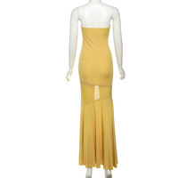 Solid color slim fit fashionable one-shoulder sleeveless printed dress - Thumbnail 4
